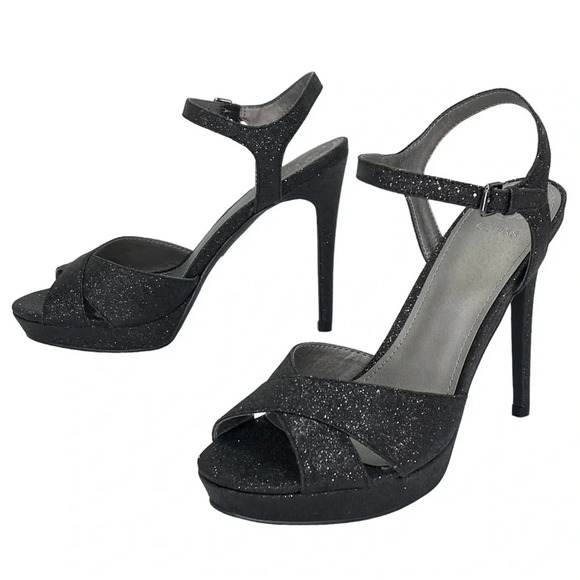 Guess Jordie Black Glitter Metallic Womens Heels Size 7.5M - Picture 8 of 11